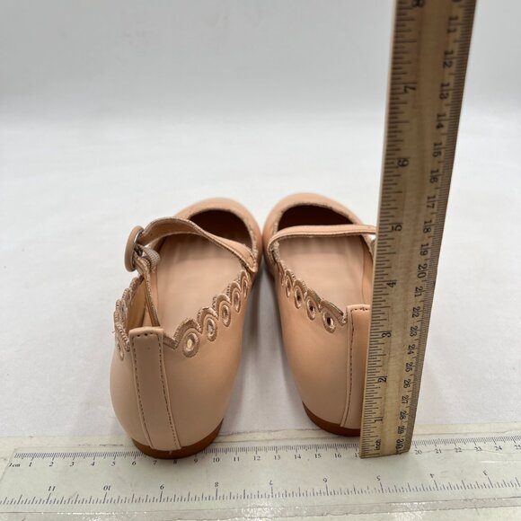 miss left Nude Wave Shaped Edge with Circular Holes Single Strap Buckle Flat - Picture 5 of 8